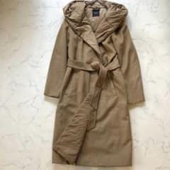 マックスマーラ シルク混コート フード ベルト 近年モデル キャメル