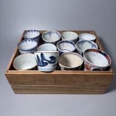 幕末〜昭和初期 そば猪口 まとめて12点 おまけで箸置き6個 染付 色絵