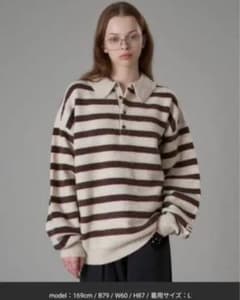 ONCILY マルチボーダーソフトタッチニットポロ アイボリー L - メルカリ