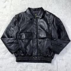 美品】90s A-2 ブラックレザー フライトジャケット L 羊革 短丈 - メルカリ