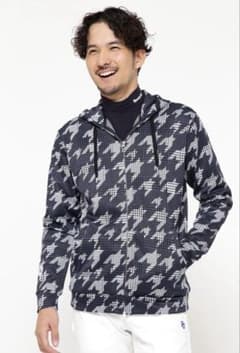 モノフィラエアクッション グレンチェック×千鳥柄 フルジップフーディ