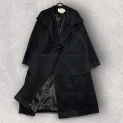 美品✨ イエーガー ウールコート アルパカ混 女優襟 ブラック ロング丈