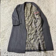 美品】ガルニエ ヘリンボーン 裏地ペイズリー ステンカラー コート L