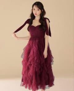 ROBEdeFLEURSローブドフルール ボリュームチュール ショルダーリボン