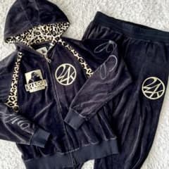 希少✨X-LARGE×24Karats ベロア セットアップ ヒョウ柄 黒 - メルカリ