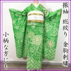 404z62, 409u4☆振袖 小柄な方にも 総絞り 金駒刺繍 成人式☆美品