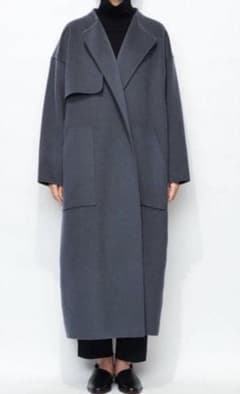 uncrave ウールリバーロングコート ベルト ベルテッドコート 青 - メルカリ