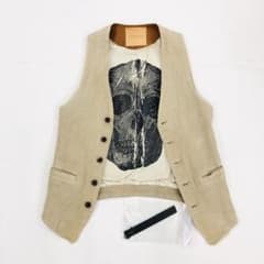 1439 BACKLASH バックラッシュ ベスト スカル 髑髏 牛革 麻 M - メルカリ