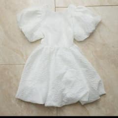 トリートユアセルフ バルーンフラワージャガードワンピース ホワイト