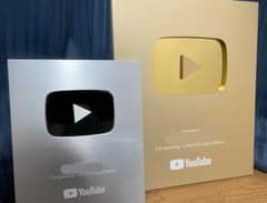 巨大サイズ】YouTube登録者100万人 金の盾 銀の盾セット 本物 表彰状
