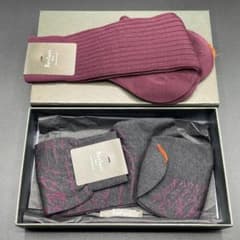 BERLUTI 靴下 ダークグレー/ピンク ベルルッティ レッド 2足セット