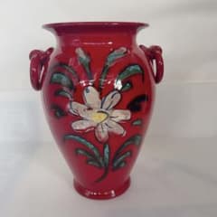 花瓶 花器 陶器 傘立て 赤 イタリア製 花模様 傘立 花柄737 - メルカリ