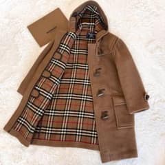 美品 バーバリーズ ダッフルコート ノバチェック キャメル ウール 英国