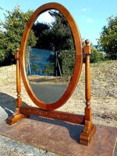 オールド カリモク 希少 オーバル 手掘り 彫刻 オーク材 スタンド