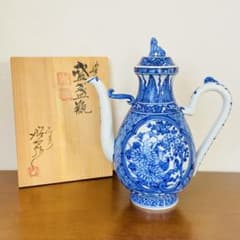 煎茶道具 盛盞瓶 染付 高野昭阿弥 共箱 茶器 水注 水差し 磁器 仙盞瓶