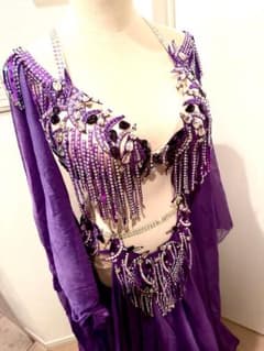 ほぼ新品ベリーダンス衣装コスチューム紫パープルirinabe sparkly