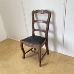 ルーマニア製 オーク材 猫脚チェア 本革 レザー 彫刻 椅子 イス