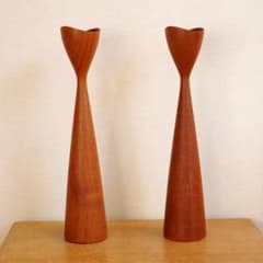 ビンテージ】デンマーク製 チーク キャンドル ホルダー キャンドル