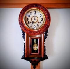 完動・美品〉愛知時計製造 希少小型鎌倉彫り装飾ひまわりゼンマイ