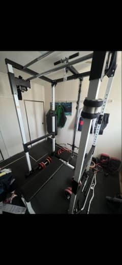 郵送不可】ラットプル付きパワーラックとベンチとウエイトプレート