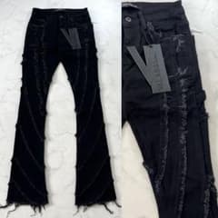 VALABASAS バラバサス フリンジストレッチスキニーフレアデニム 28