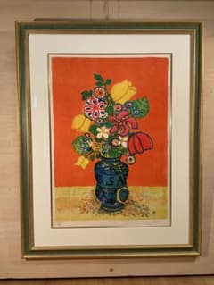 BOBさま専用 アイズピリ「オレンジバックの花瓶の花束」リトグラフ