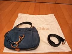 Chloé ネイビーブルー スエード ショルダーバッグ 2way - メルカリ
