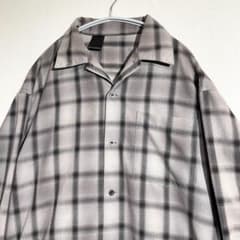 エヌハリウッド オンブレ チェック シャツ グレー ダーク 好配色 38