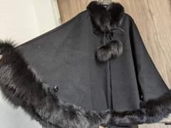 224 ソレイユ ダブルフェイス フォックス ポンチョコート マント