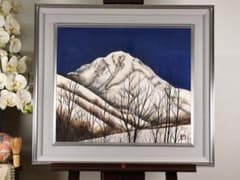 模写】 加山又造 「 白い峰 」 日本画 8号 共シール タトウ 布袋