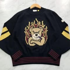 未使用級】MONCLER Palm Angel ニット クマ ロゴ ネイビー - メルカリ