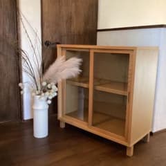 無印良品】木製キャビネット ガラス扉 オーク材突板 廃盤 - メルカリ