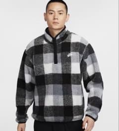 Nike フリースジャケット チェック柄 ハーフジップ - メルカリ