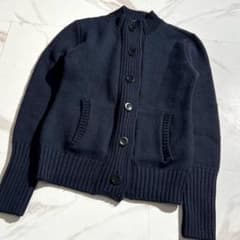 鎌倉シャツ スタンドカラーカーディガン ウール サイズ40 ネイビー