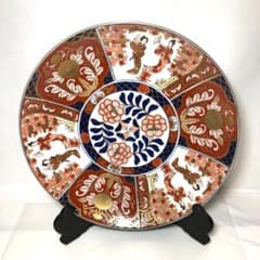 有田焼 特大皿 45cm 和食器 飾り皿 秀峰作 レトロ 骨董品 美人画