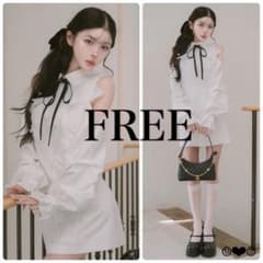 Darich♡ショルダースカラップフリルシャツミニワンピース♡ホワイト