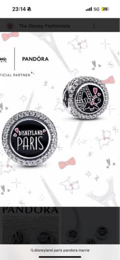 Disney Pandora ブレスレット チャーム マリーちゃん、パリ - メルカリ