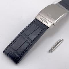 激レア】ブライトリング クロコラバー ベルト Dバックル 22-20 黒 鏡面