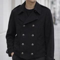 カ*ん様 【y2k】PPFM ウールピーコート M 黒 ショート丈 銀ボタン パ