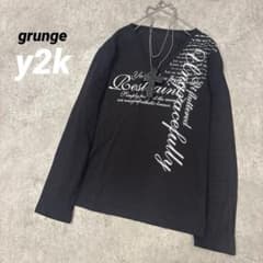 archive grungeお兄系 y2k 平成 英文字 Vネック ロングT - メルカリ