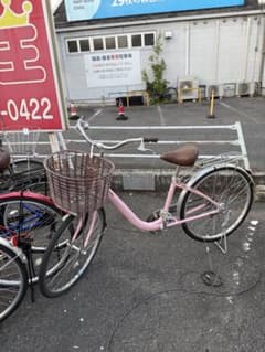 岡山県)Panasonic ピンク シティサイクル 26インチ 前バスケット付き