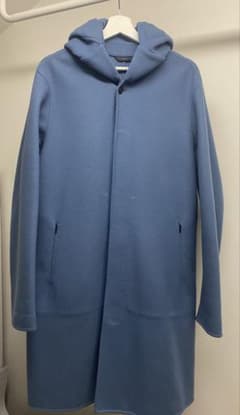 わるる様専用 hevo フード付きコート 青 イタリア製 - メルカリ