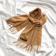 美品】ロロピアーナ カシミヤ100% ロングマフラー オレンジ フリンジ