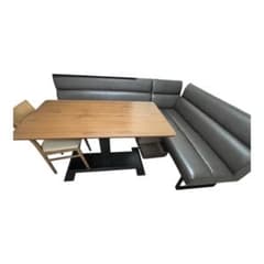 限定配送 ダイニングテーブル&肩ひじ&イス&ソファ 5点セット木製 合成