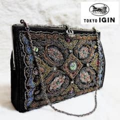 新品】東京イギン ビーズバッグ ハンドバッグ 総ビーズ刺繍 希少