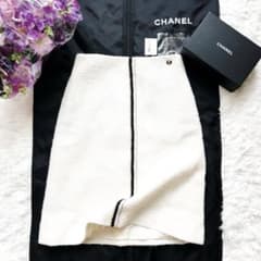 新品 CHANEL シャネル ホワイトツイード スカート ココマーク