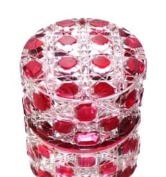 オールド・バカラ 珍品 切子装飾 ディアマン・ピエーリー 赤紫色被せ