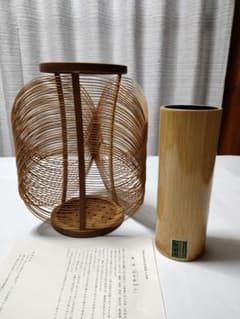 駿河竹千筋細工 竹花器 / 竹工房然林房/伝統工芸品 「木の葉」 - メルカリ