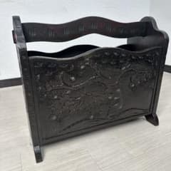 軽井沢彫り マガジンラック スリッパラック アンティーク 工芸品 桜柄