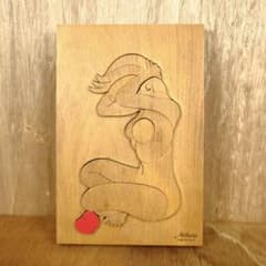 アンティーク Mikura 木製彫刻 裸婦像 組み木 パズル 17P オブジェ